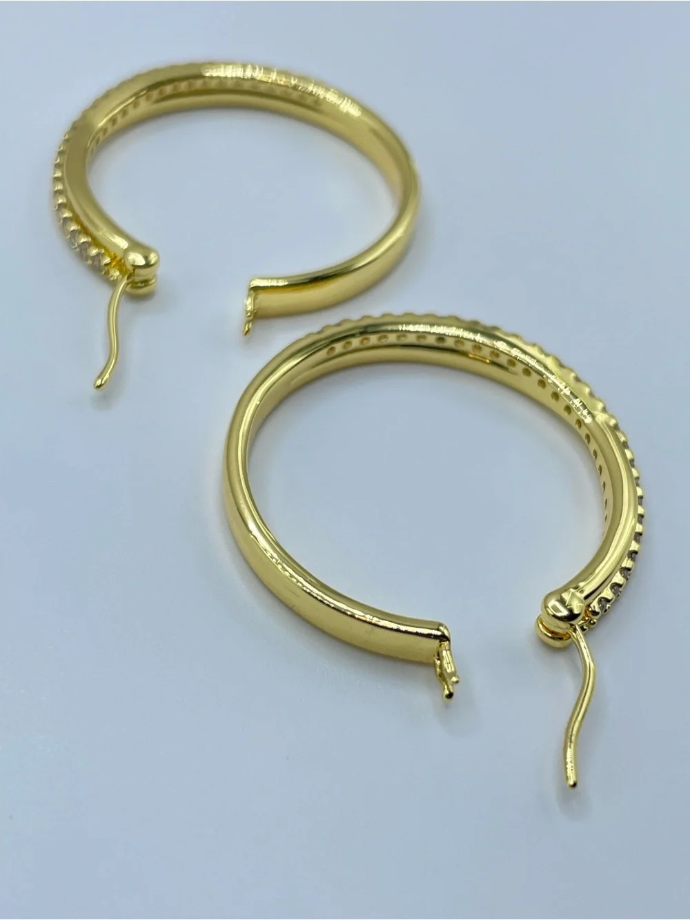 Gold White Crystal Hoop Earrings Classic Pave Sparkle Boho Glam